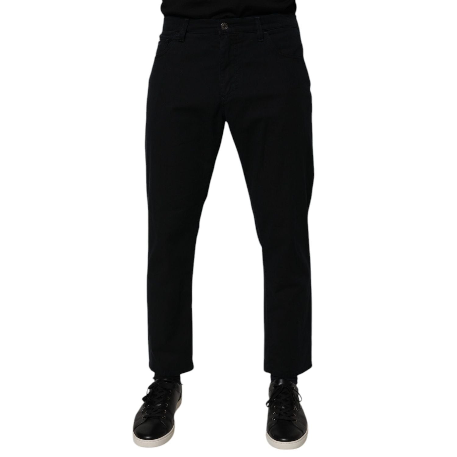 Dolce & Gabbana Dark Blue Cotton Stretch Loose Men Denim Jeans