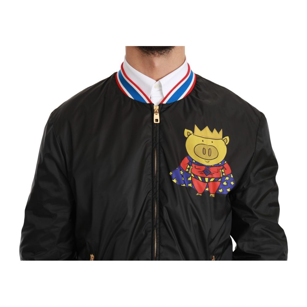 Dolce & Gabbana Black Polyester Bomber