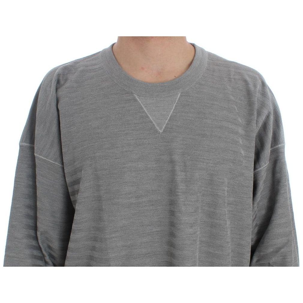 Dolce & Gabbana Gray Crewneck Pullover Silk Sweater