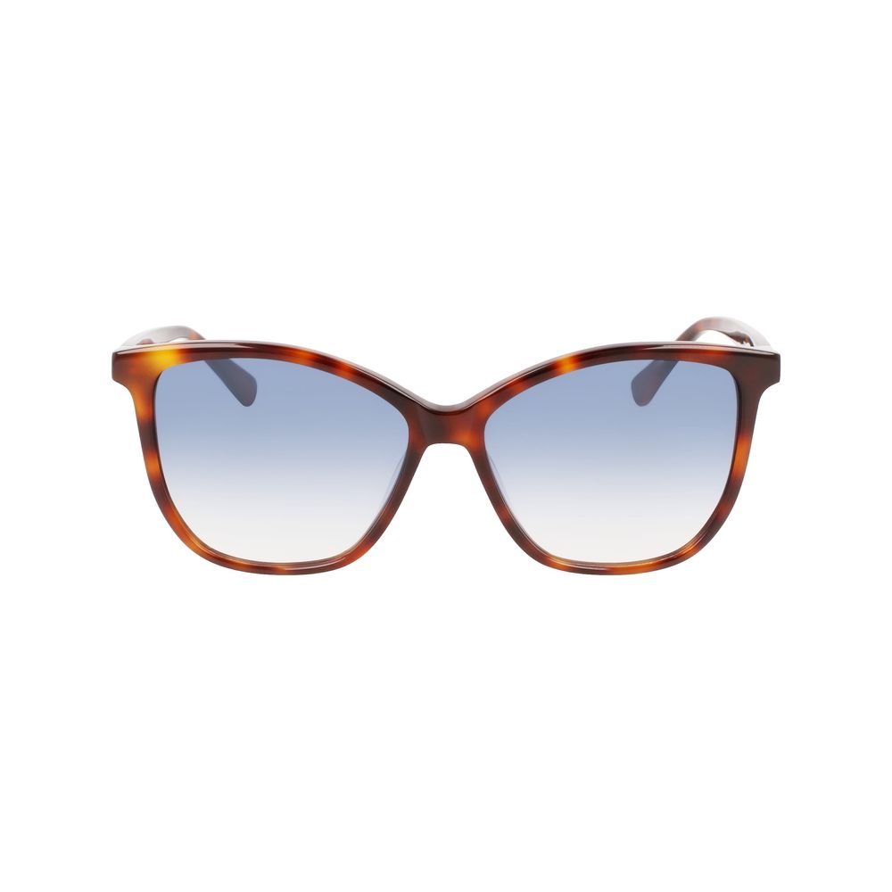 Longchamp Brown Acetate Sunglasses with gradient blue lenses, model LO708S-230.