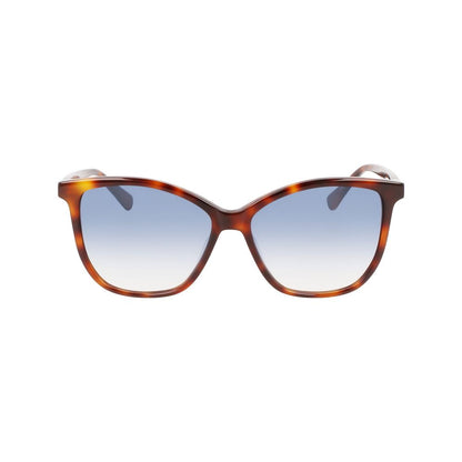 Longchamp Brown Acetate Sunglasses with gradient blue lenses, model LO708S-230.