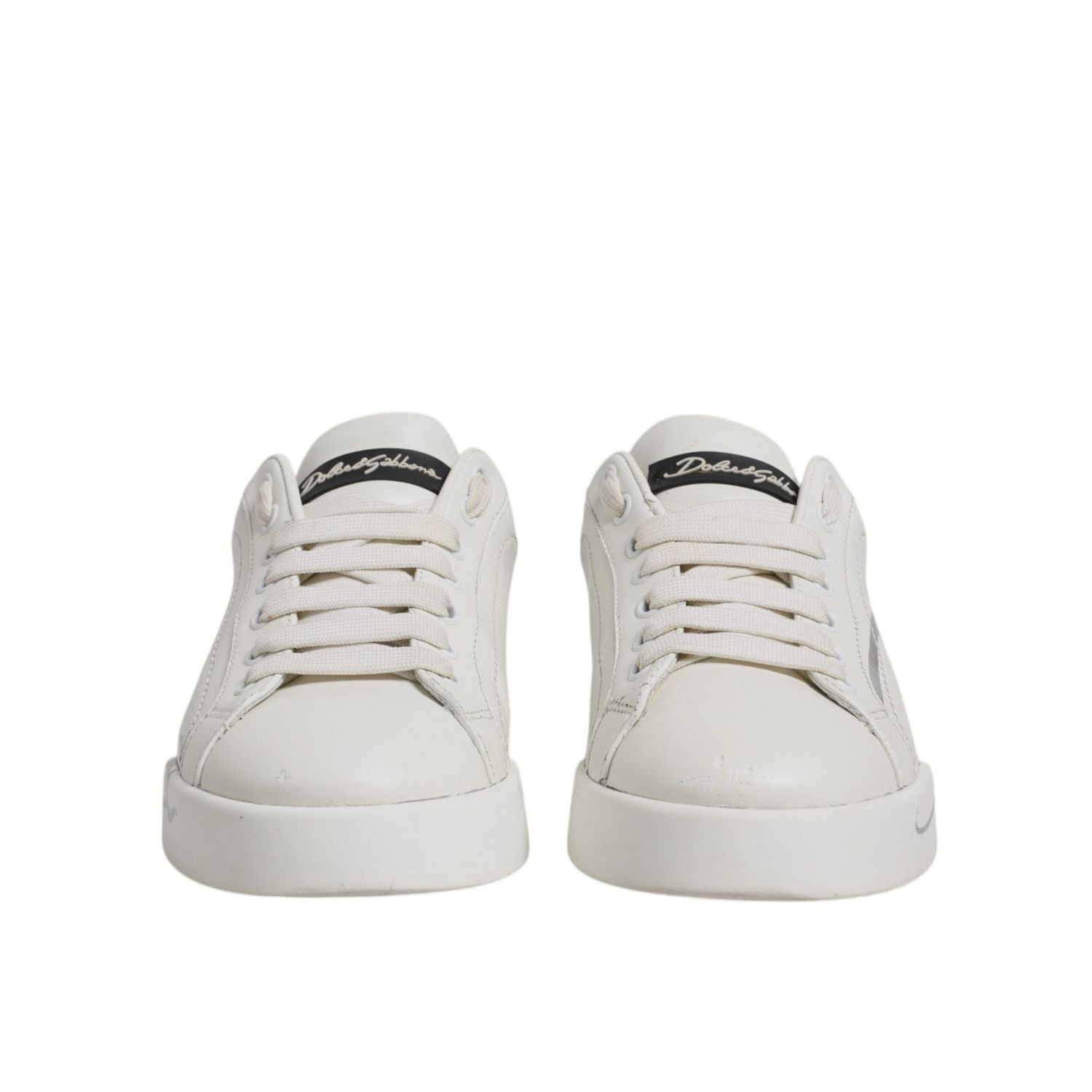 Dolce & Gabbana White Black Logo Portofino Men Sneaker Shoes