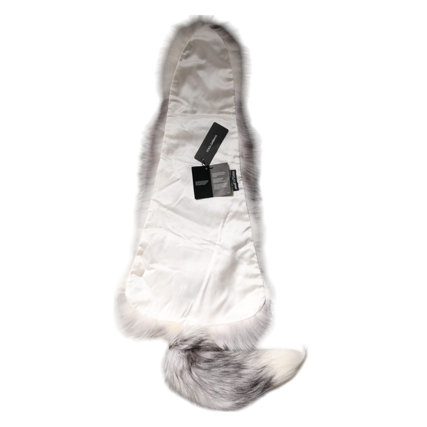 Dolce & Gabbana White Fox Fur Neck Wrap Warmer Winter Scarf