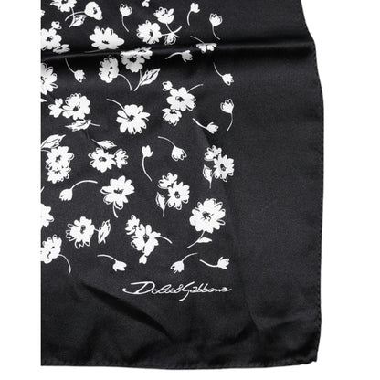 Dolce & Gabbana Black Floral Silk Square Wrap Shawl Scarf