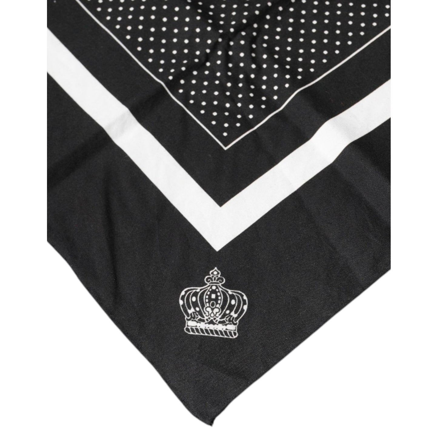 Dolce & Gabbana Black Polka Dots Cotton Handkerchief Scarf