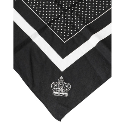 Dolce & Gabbana Black Polka Dots Cotton Handkerchief Scarf