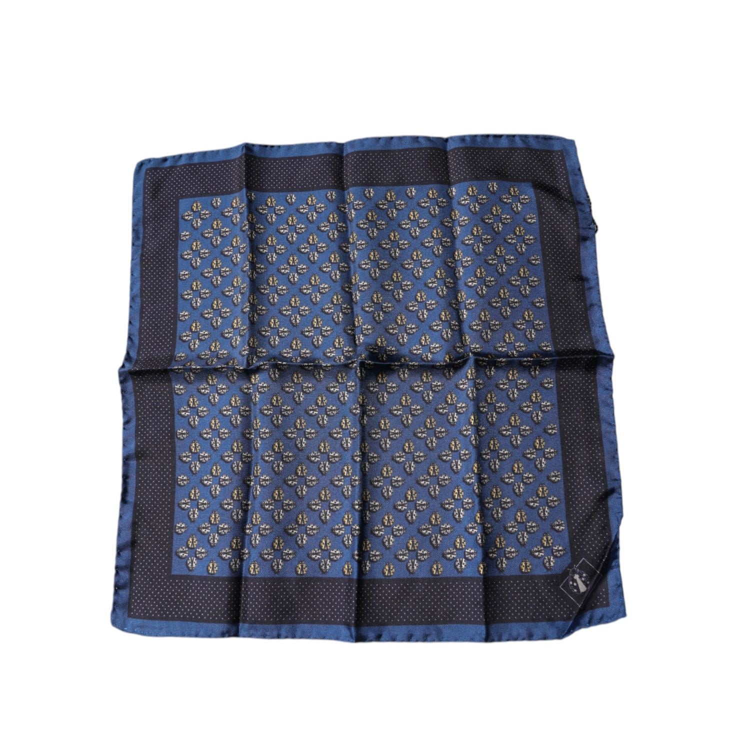 Dolce & Gabbana Blue Lady Bug Silk Square Handkerchief Scarf