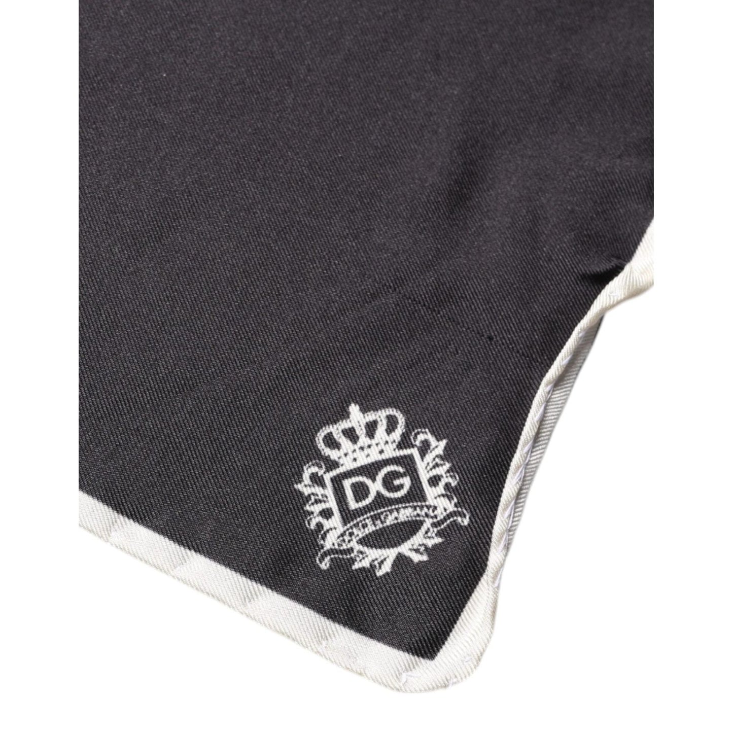Dolce & Gabbana Black Crown Logo Square Handkerchief Scarf