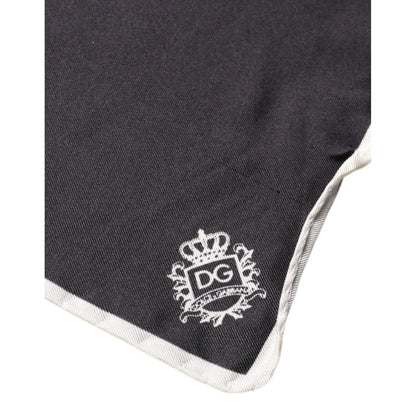 Dolce & Gabbana Black Crown Logo Square Handkerchief Scarf