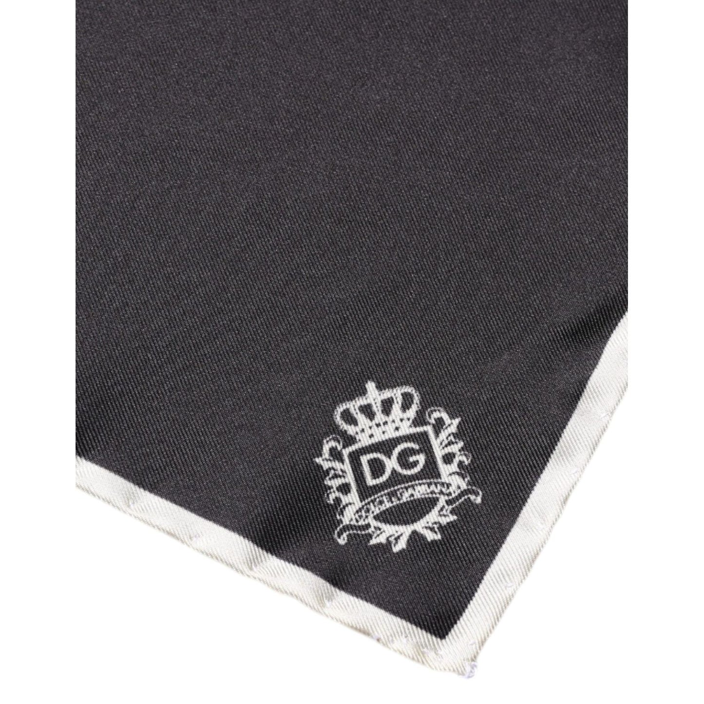 Dolce & Gabbana Black Crown Logo Square Handkerchief Scarf
