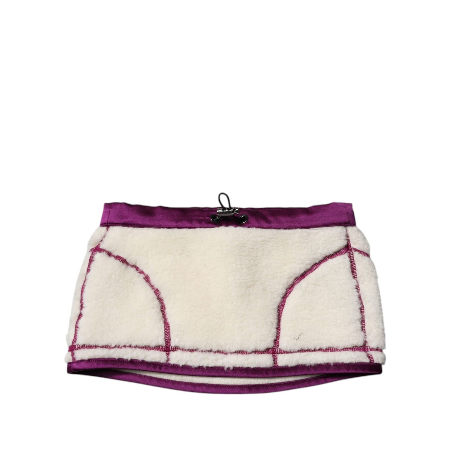 Dolce & Gabbana White Purple Cashmere Fleece Neck Warmer Scarf