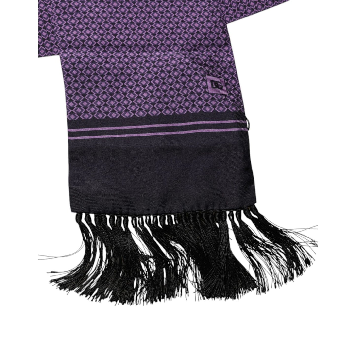 Dolce & Gabbana Purple Fantasy Silk Fringes Neck Wrap Scarf