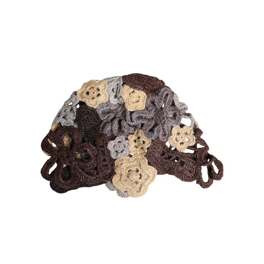 Dolce & Gabbana Multicolor Floral Silk Crochet Beanie Hat