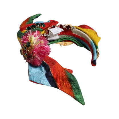 Dolce & Gabbana Multicolor Floral Crystal Embellished Diadem Headband