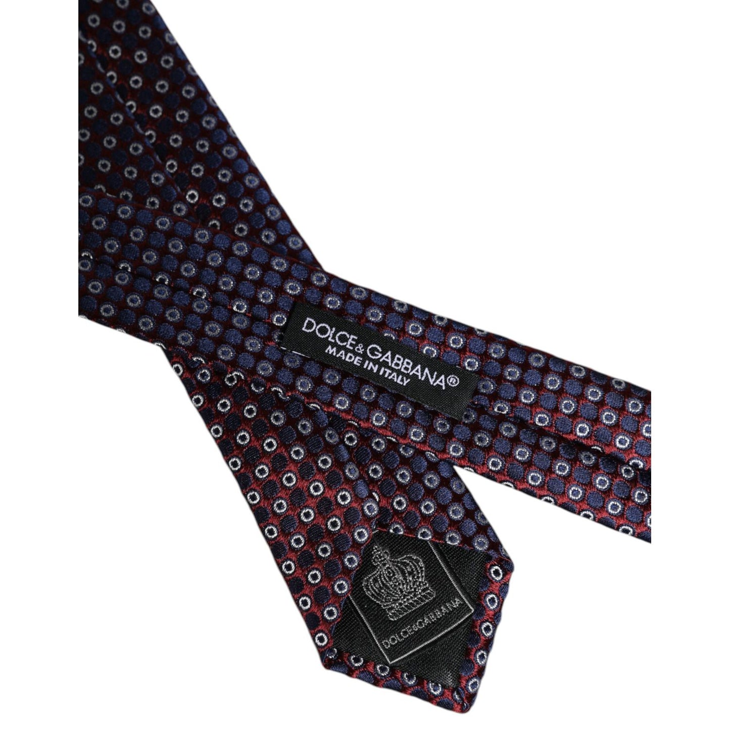 Dolce & Gabbana Red Blue Circles Silk Adjustable Necktie Tie