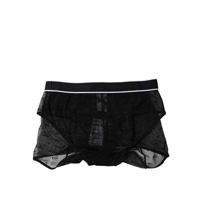 Dolce & Gabbana Black Tulle Nylon Mid Waist Panty Underwear