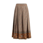 Valentino Knit lurex midi Skirt with pleated design, geometric and floral patterns, and elastic waistband for comfort and elegance.