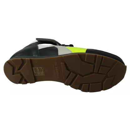 Jil Sander Fog Gray Neon Green Black Lace-Up Strap Shoes