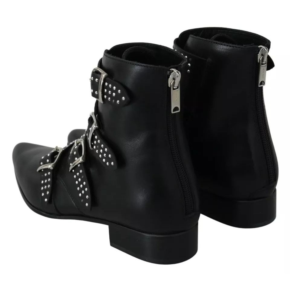 Dondup Black Fashion Buckled Zipper Ankle Boots Shoes