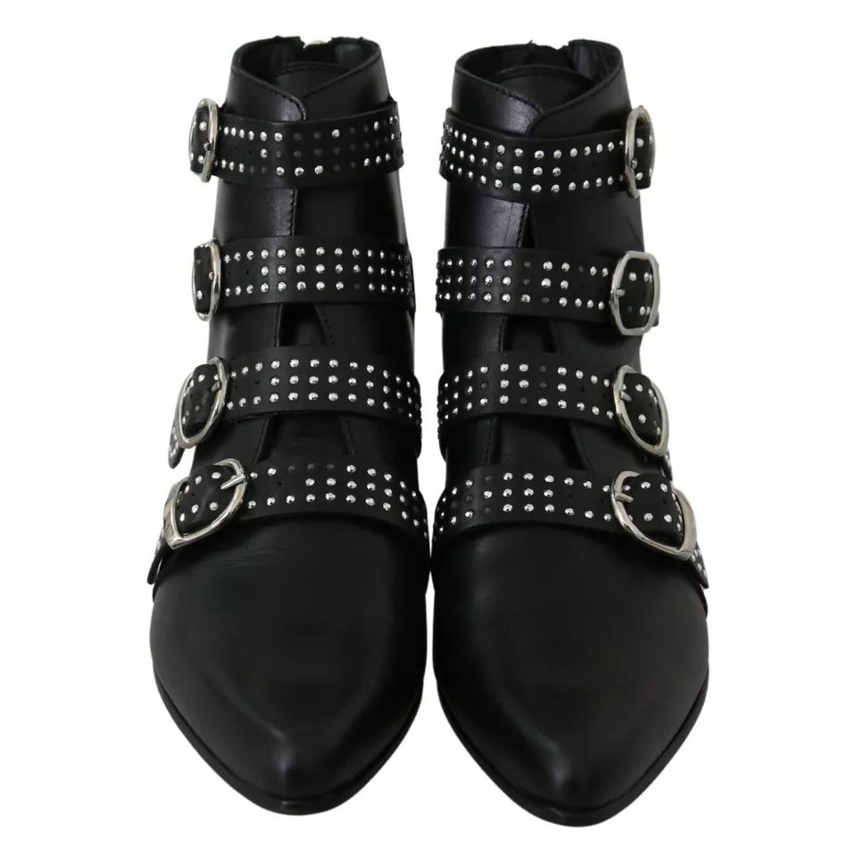 Dondup Black Fashion Buckled Zipper Ankle Boots Shoes
