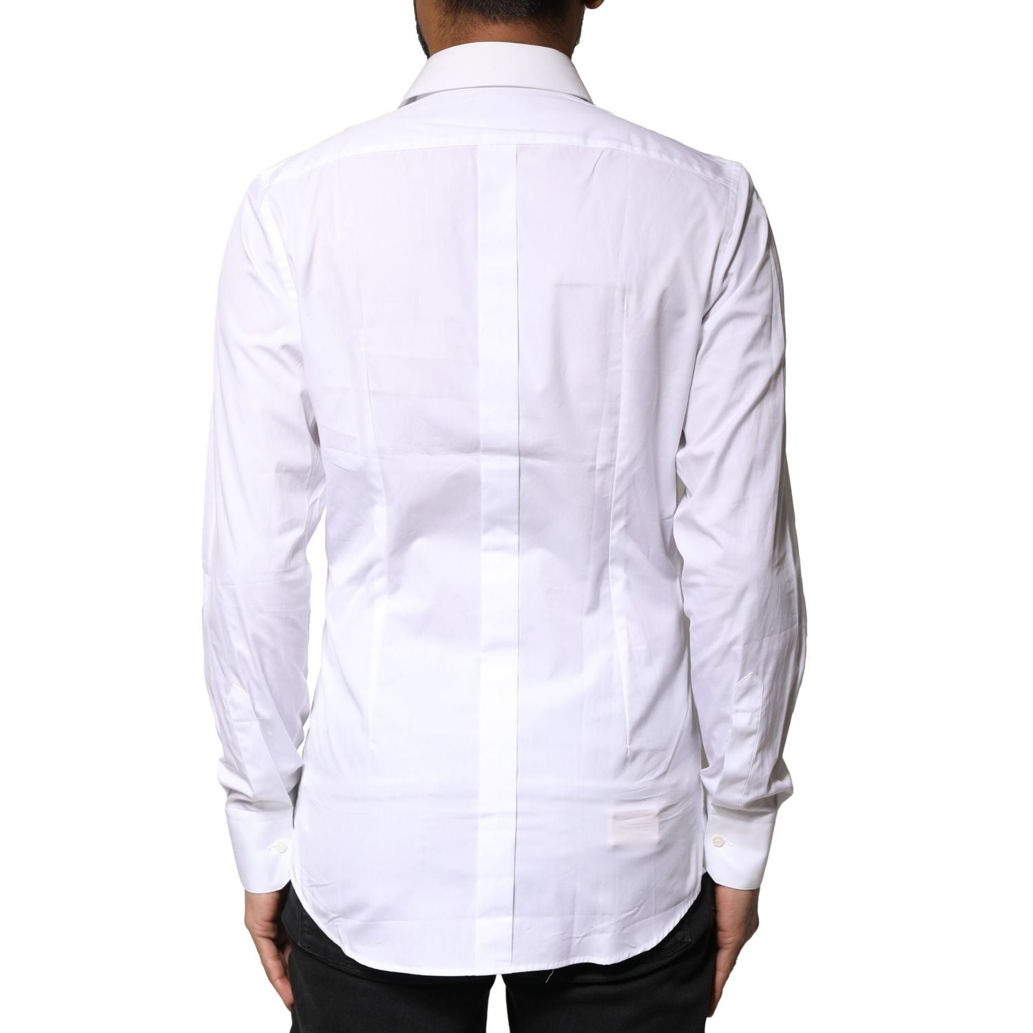 Dolce & Gabbana White GOLD Cotton Long Sleeves Men Dress Shirt