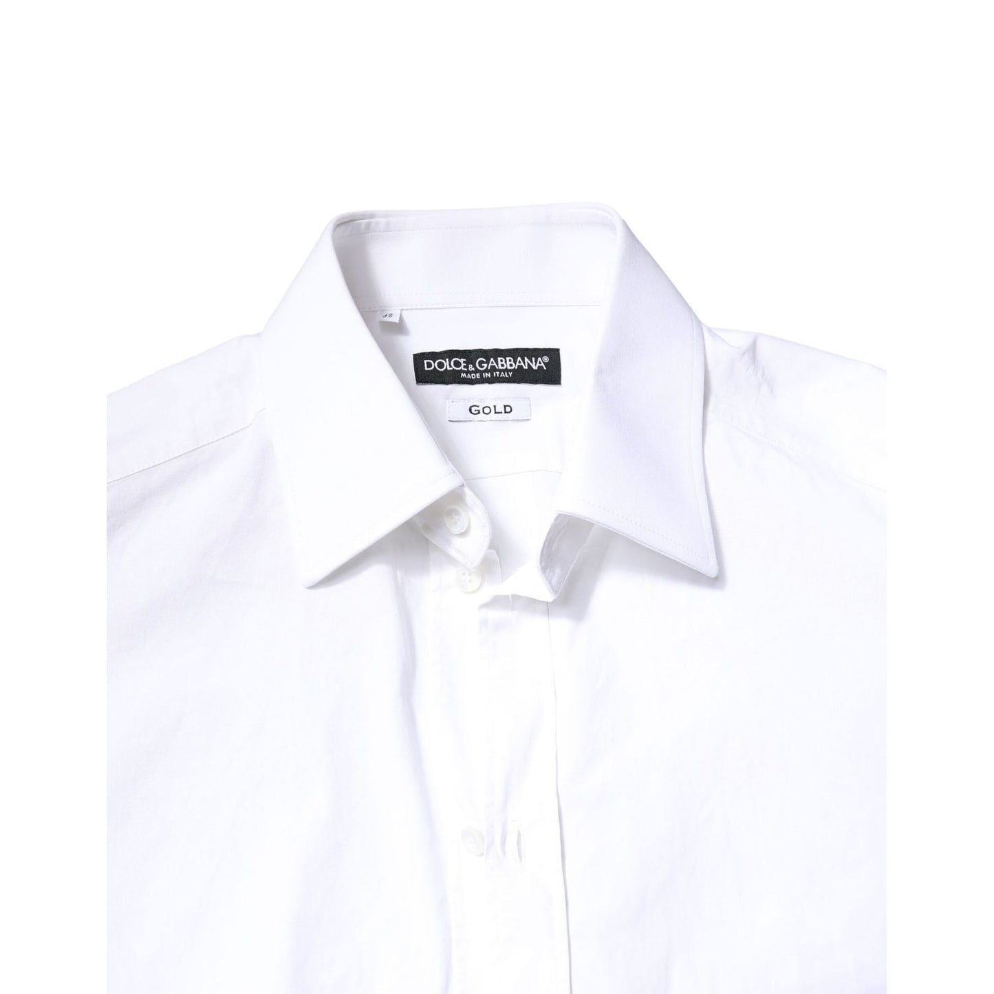 Dolce & Gabbana White GOLD Cotton Long Sleeves Men Dress Shirt