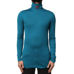 Dolce & Gabbana Blue Cotton Turtleneck Long Sleeves Sweater