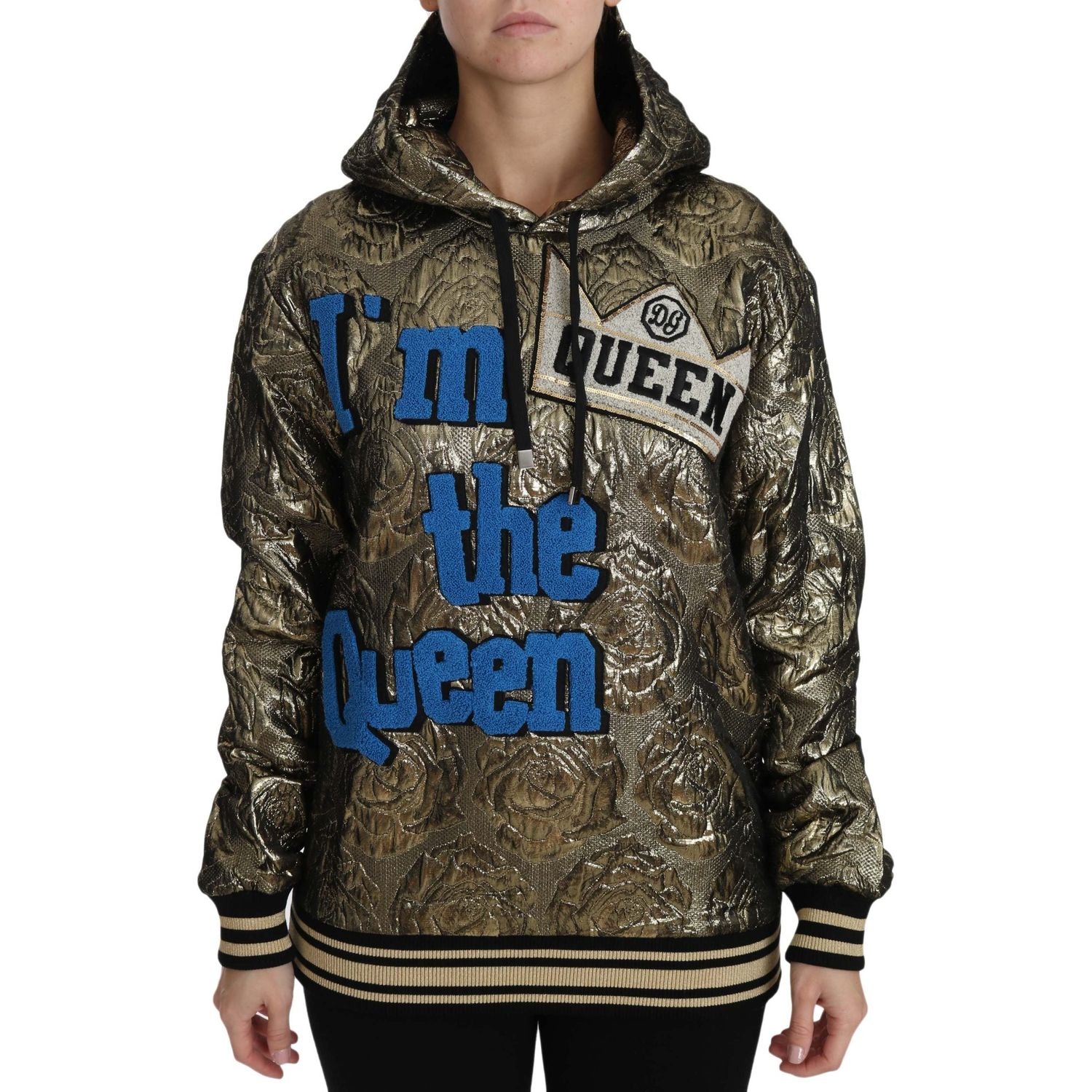 Dolce & Gabbana Im The Queen Jaquard Gold Sweatshirt  Hoodie