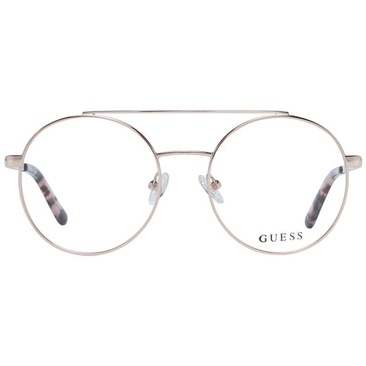 Guess Rose Gold Women Glasses Frame in full-rim aviator style with metal material and demo lenses.
