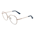 Guess Rose Gold Women Glasses Frame with metal full-rim style, round lenses, and spring hinge. Includes branded case. Lens width 53mm.