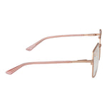 Side view of Guess Rose Gold Women Glasses Frame with full-rim rose gold metal frame and demo lenses, showcasing the spring hinge and square style.