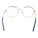 Guess Rose Gold Women Glasses Frame with full-rim round style, metal construction, and demo plastic lenses, featuring spring hinges.