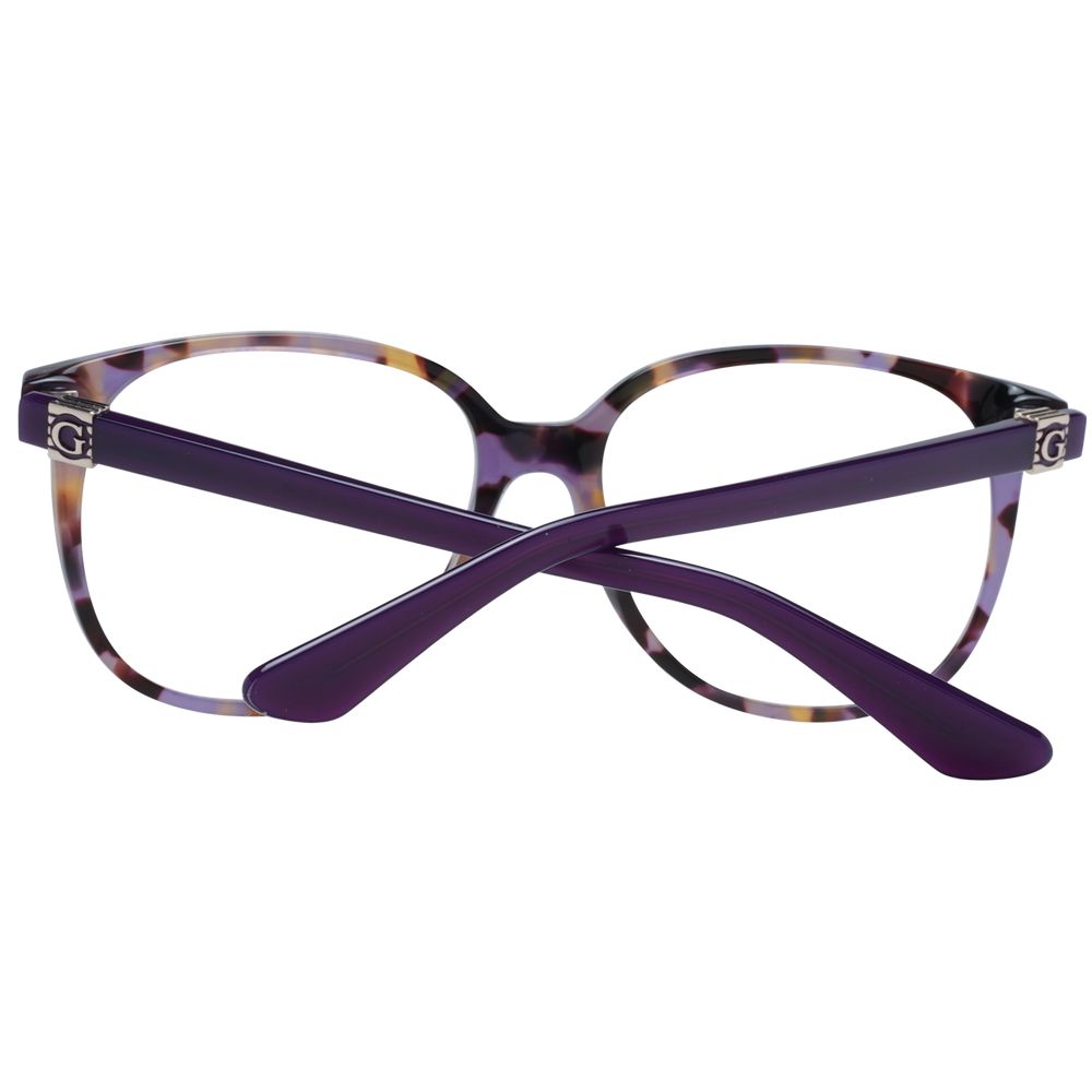 Guess Purple Women Glasses Frame, butterfly style, plastic material, full-rim, with spring hinge and branded case, lenses width 56.