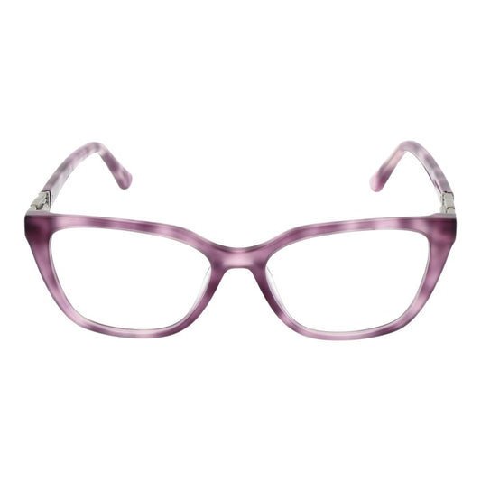 Guess Purple Women Glasses Frame in acetate, full-rim rectangle style with spring hinge, size 51-15-140, including branded case.