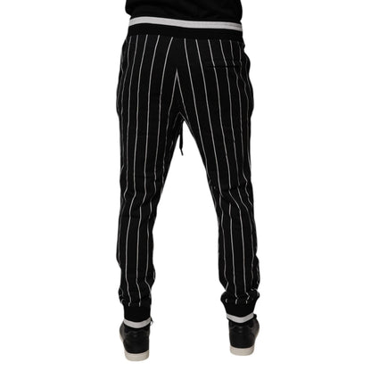 Dolce & Gabbana Black White Stripes Jogger Sweatpants Pants