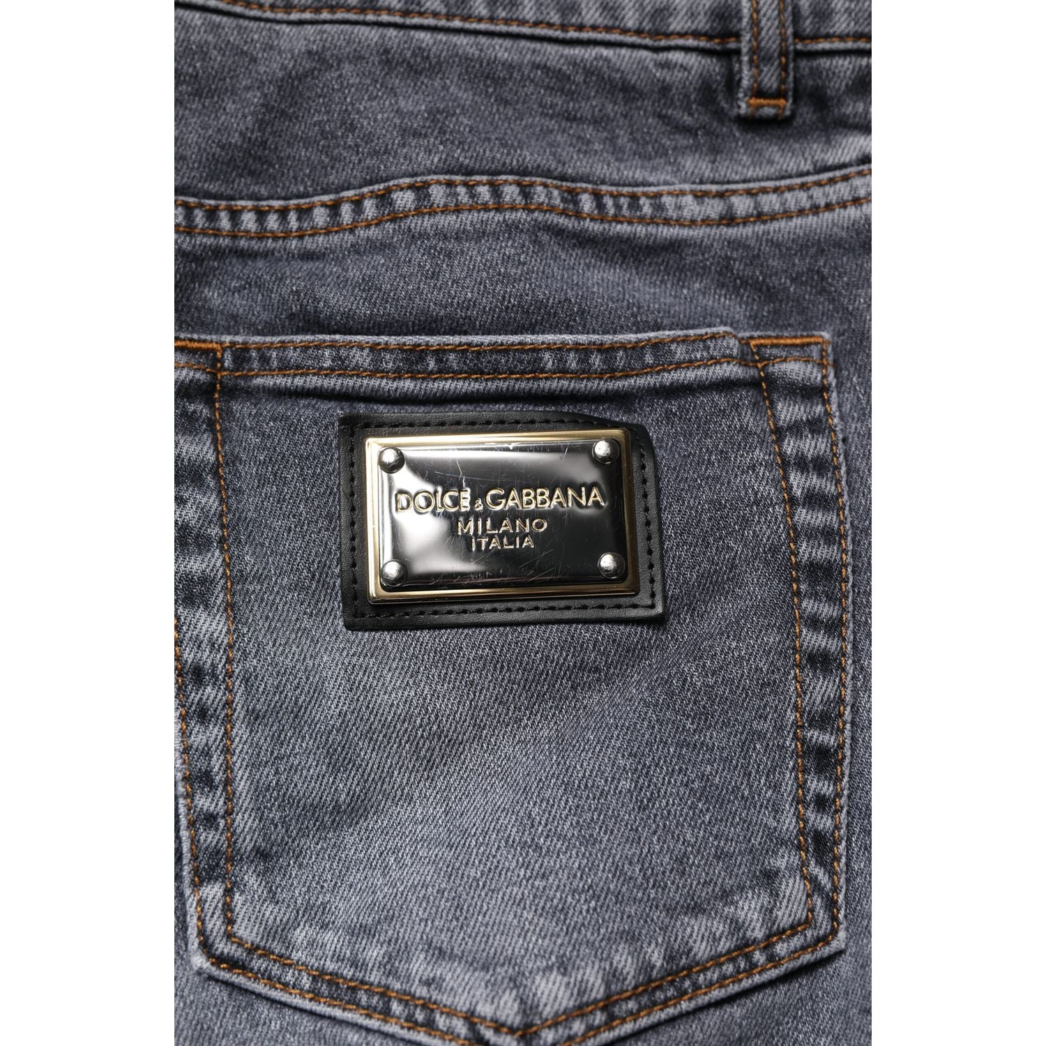 Dolce & Gabbana Dark Gray Cotton Stretch Skinny Denim Jeans