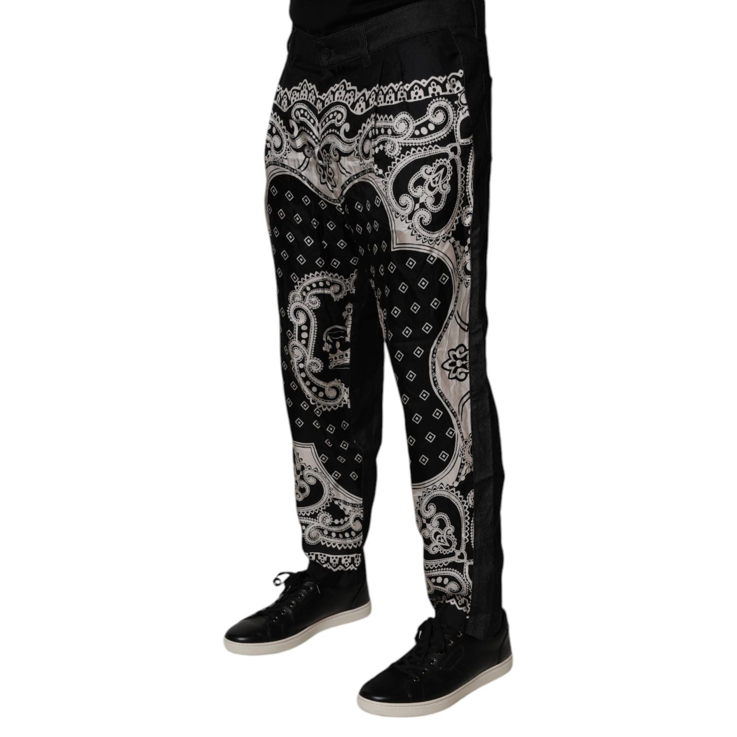 Dolce & Gabbana Black Bandana Cotton Skinny Denim Jeans