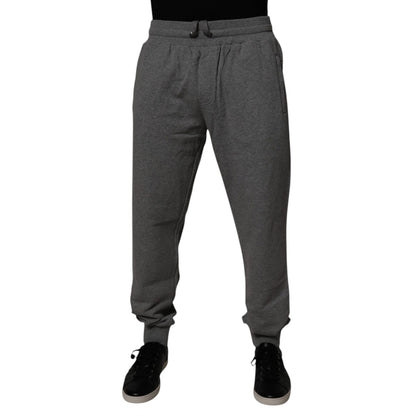 Dolce & Gabbana Gray Logo Cotton Jogger Men Sweatpants Pants