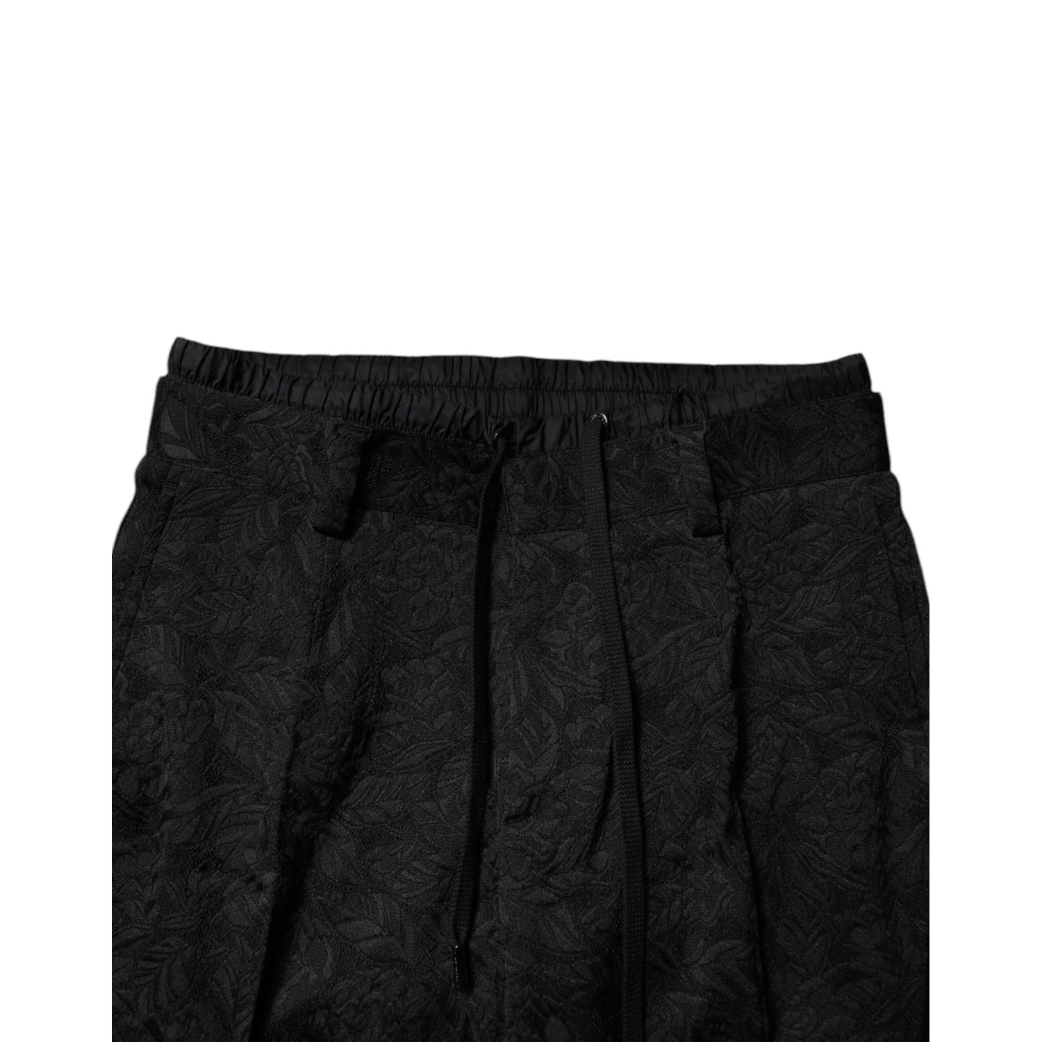 Dolce & Gabbana Black Brocade Polyester Skinny Dress Pants