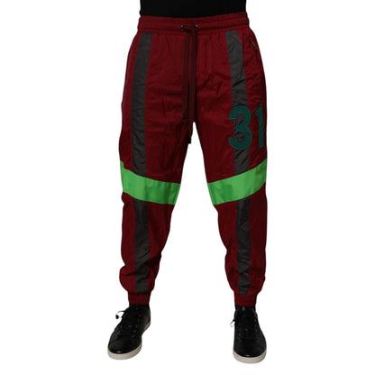 Dolce & Gabbana Maroon Nylon Men Jogger Sweatpants Pants