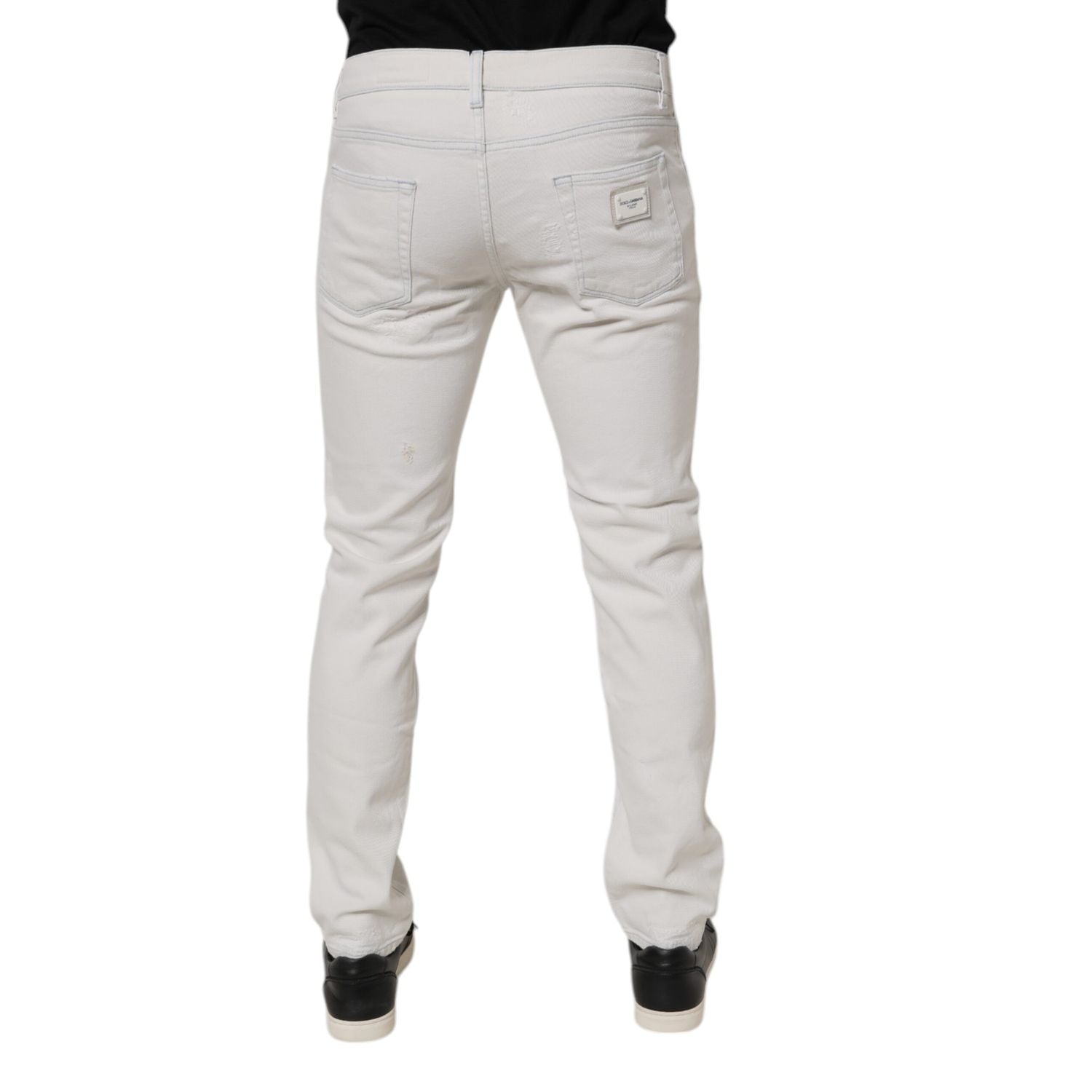 Dolce & Gabbana White Cotton Stretch Skinny Slim Denim Jeans