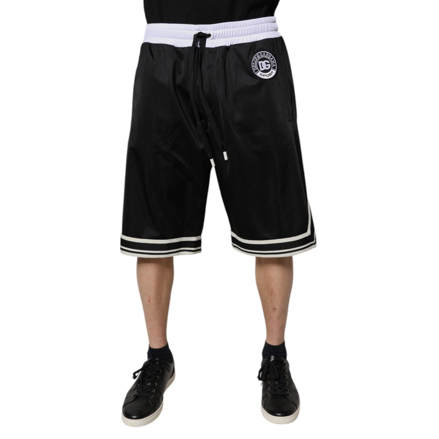 Dolce & Gabbana Black White Men Bermuda Sweatshorts Shorts