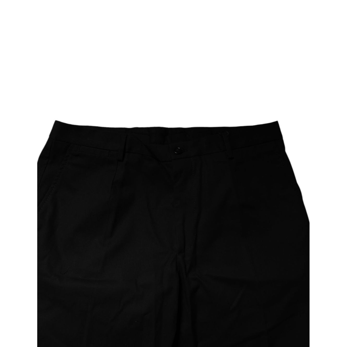 Dolce & Gabbana Black Cotton Stretch Mid Waist Bermuda Shorts