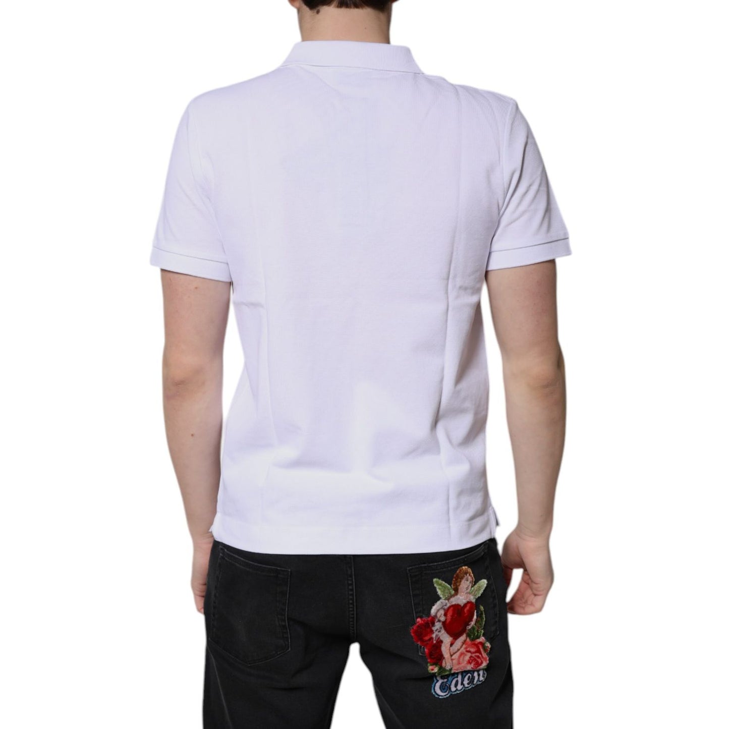 Dolce & Gabbana White Cotton Crown Collared Men Polo T-shirt