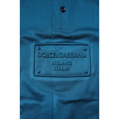 Dolce & Gabbana Blue Logo Cotton Men Polo Shirt T-shirt
