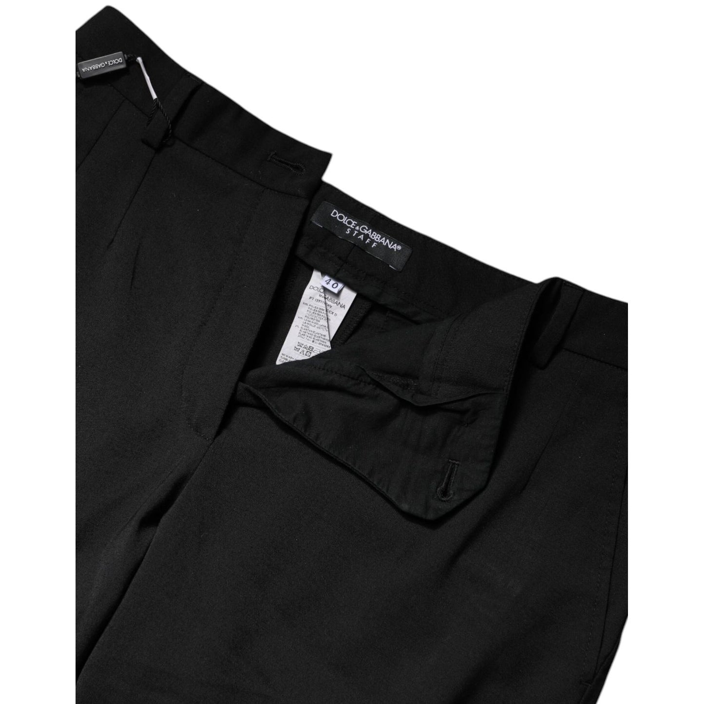 Dolce & Gabbana Black Polyester High Waist Slim Pants