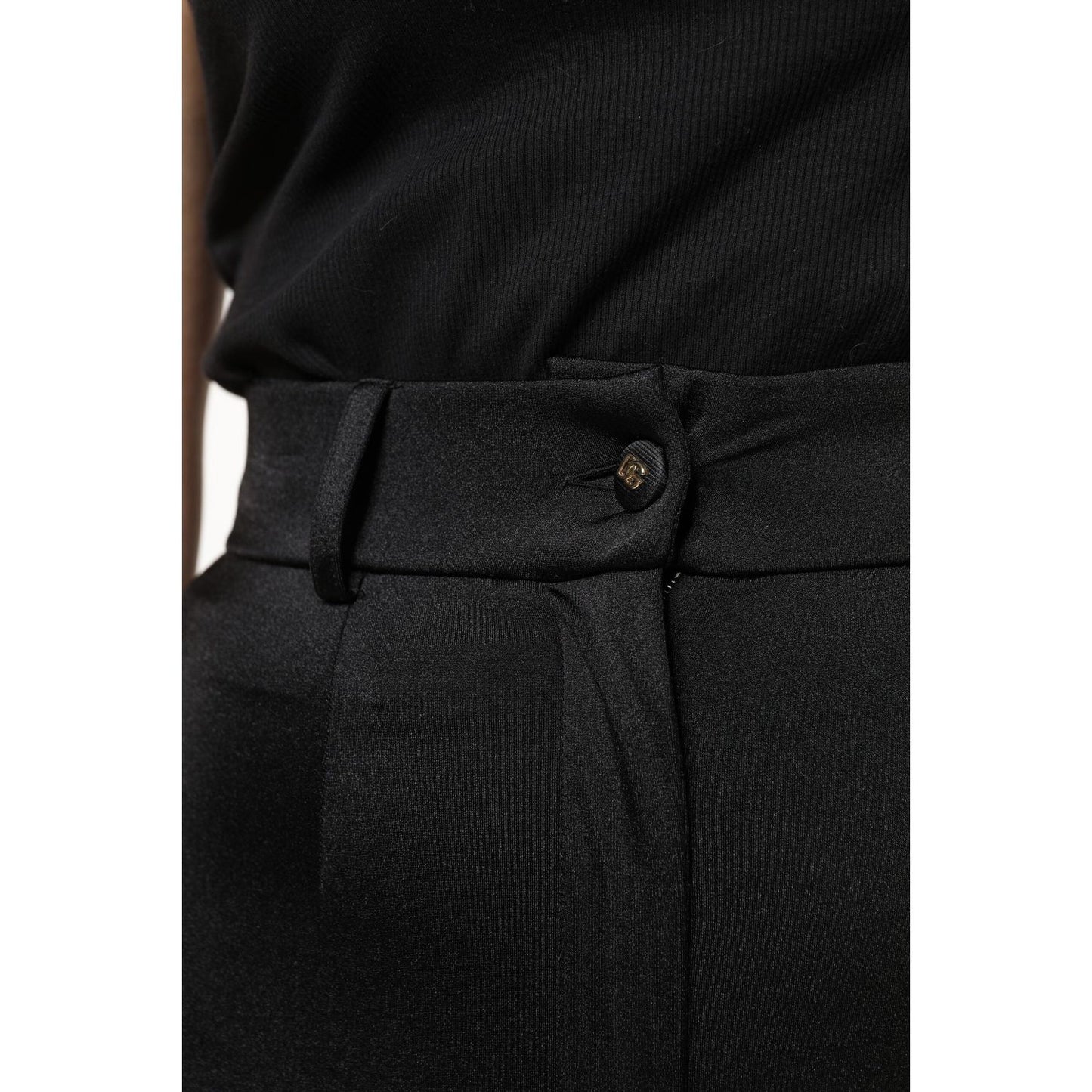 Dolce & Gabbana Black Nylon High Waist Slim Fit Pants