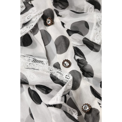 Dolce & Gabbana White Black Polka Dot Cotton Sleeveless Top