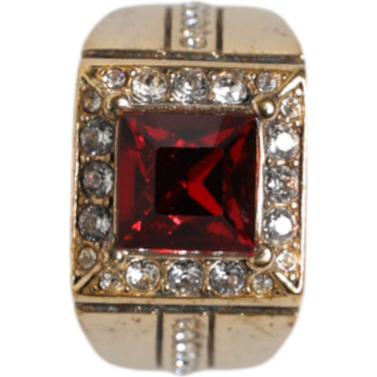 Dolce & Gabbana Gold Tone Sterling Silver 925 Crystals Ring