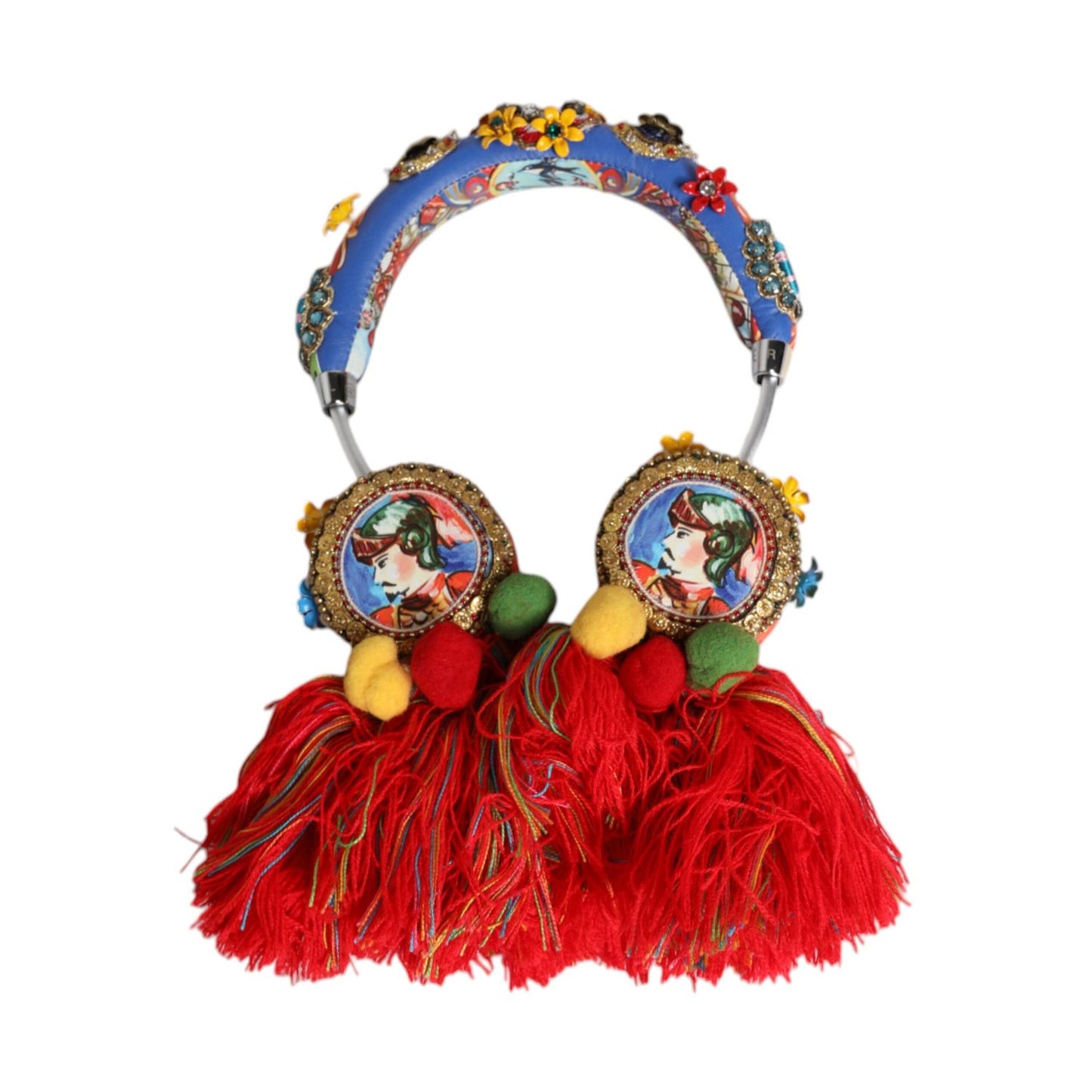 Dolce & Gabbana Multicolor Whimsical Tasseled Crystal Headset Headphones
